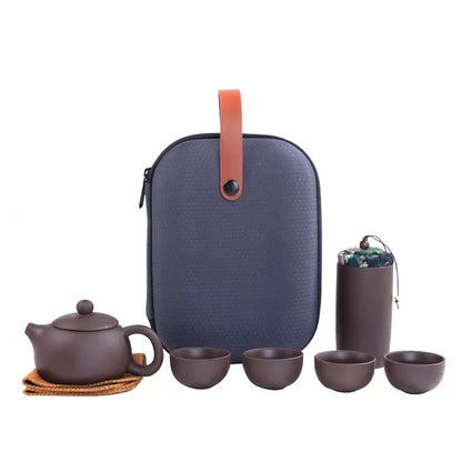 Purple Clay Travel Tea Set — 1 Pot & 4 Cups