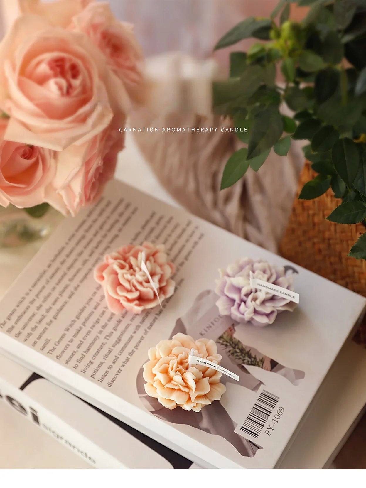 3D Carnation Flower Candle Home Decoration