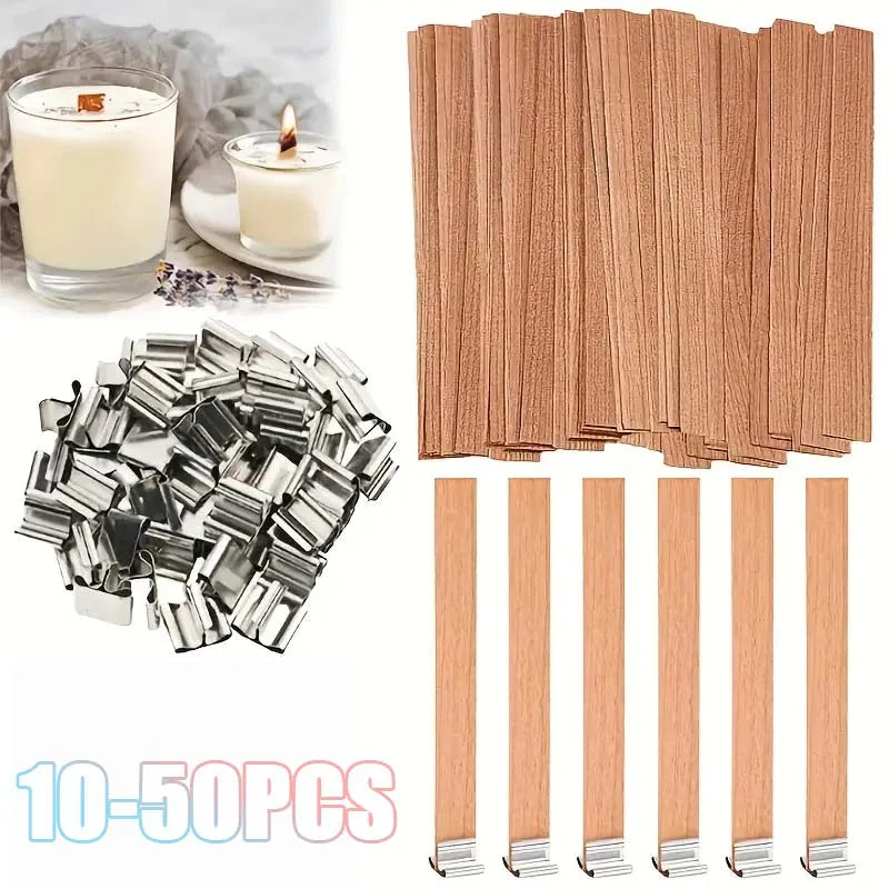 Natural Wooden Candle Wicks with Sustainers — DIY Supply