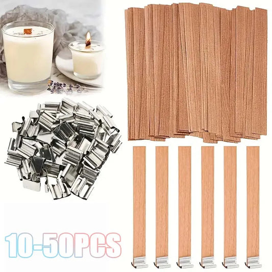 Natural Wooden Candle Wicks with Sustainers — DIY Supply