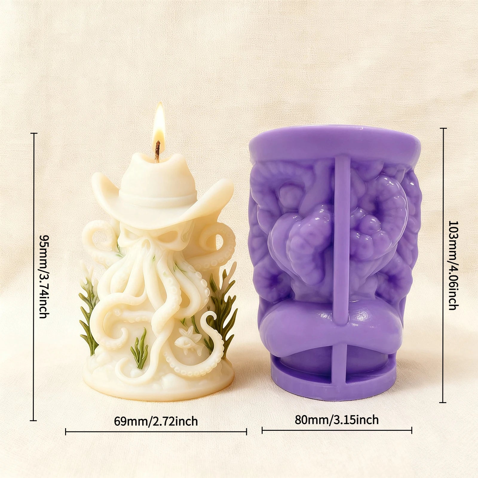 Octopus Cowboy Art Candle Mold - Your Ritual Hub 