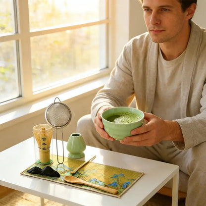 8-Piece Traditional Matcha Set — Bamboo Whisk & Ceramic Bowl