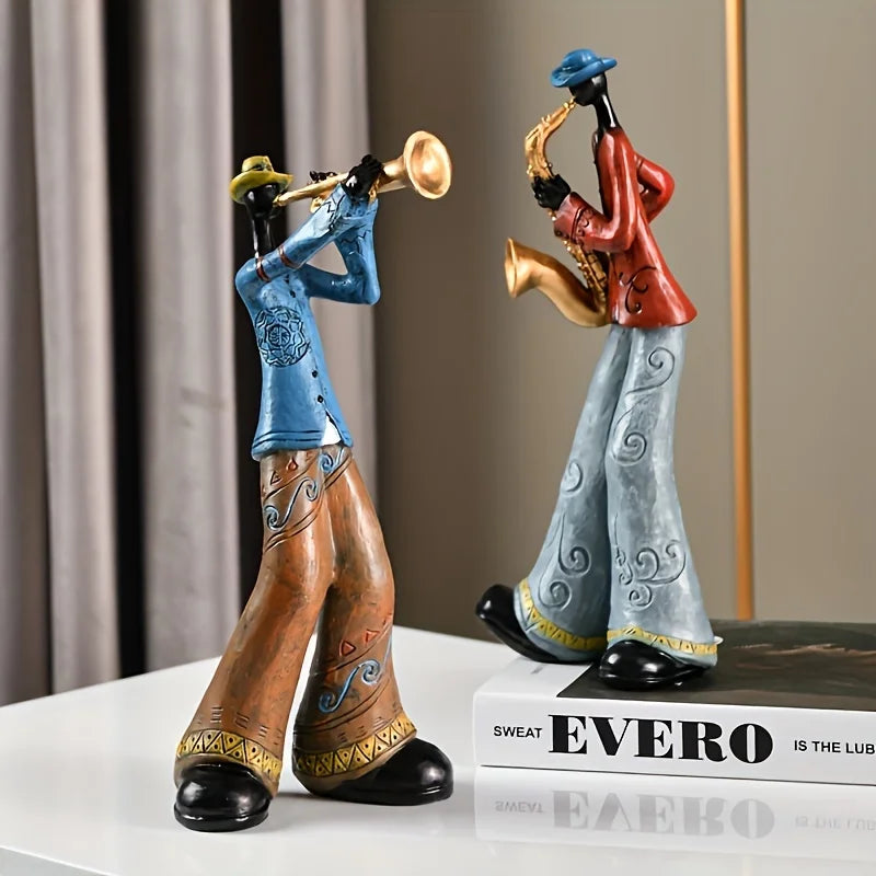 Musician Figurine Sculpture – Neoclassical Resin Statue | Saxophone, Guitar, Organ, Trumpet & Singer