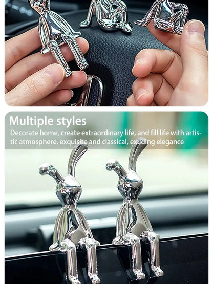 Silver Chrome Rabbit Duo Figurines – Set of 2 Sculptural Decor Statues