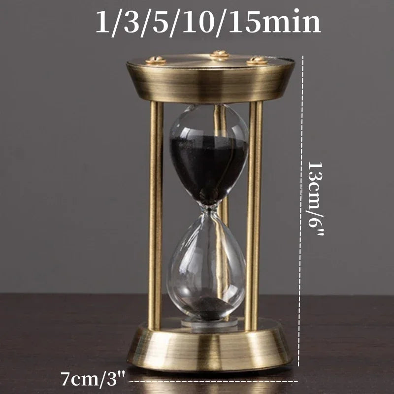Nordic Metal Hourglass Timer — 1/3/5/10/15 Min | Retro Home Decor & Office Gift