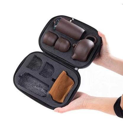 Purple Clay Travel Tea Set — 1 Pot & 4 Cups