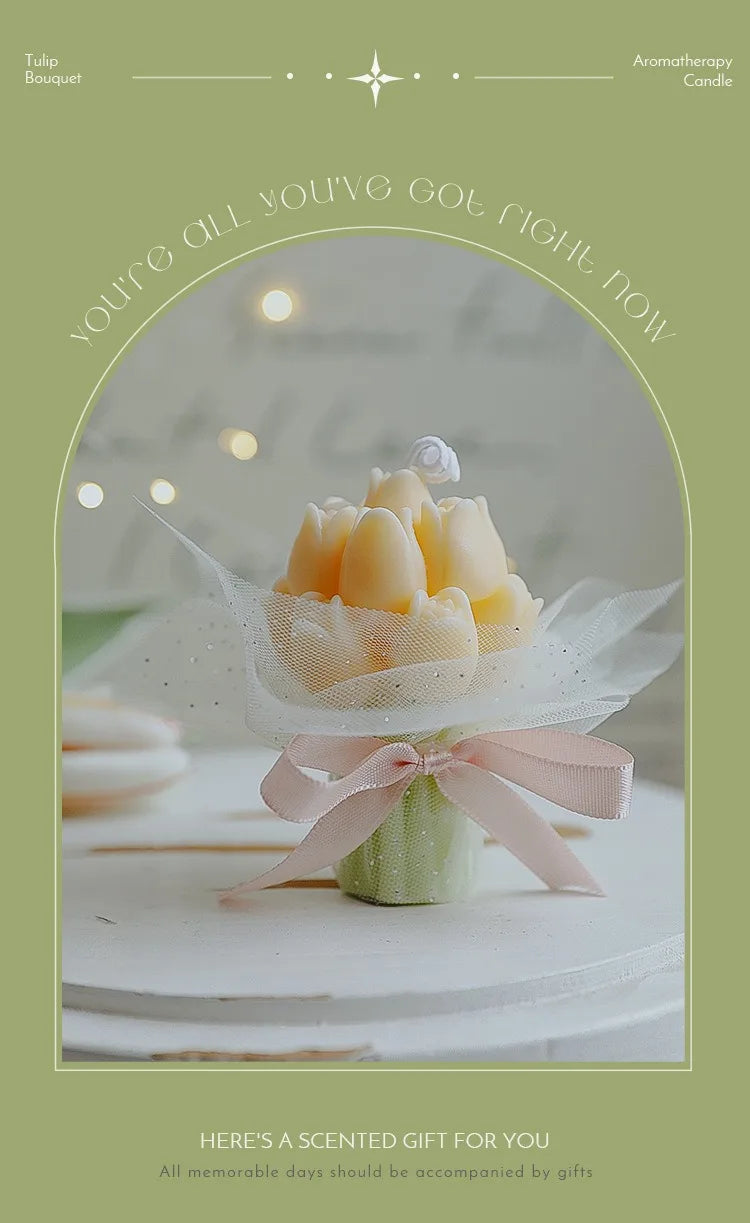 Handmade Tulip Bouquet Soy Wax Candle