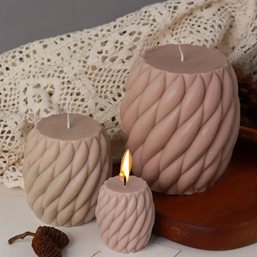 1pc Geometric Wave Twisted Candle Molds Abstract Art Decoration Wave Striped Columns Modern Candles Aroma Wax Silicone Molds - Your Ritual Hub 