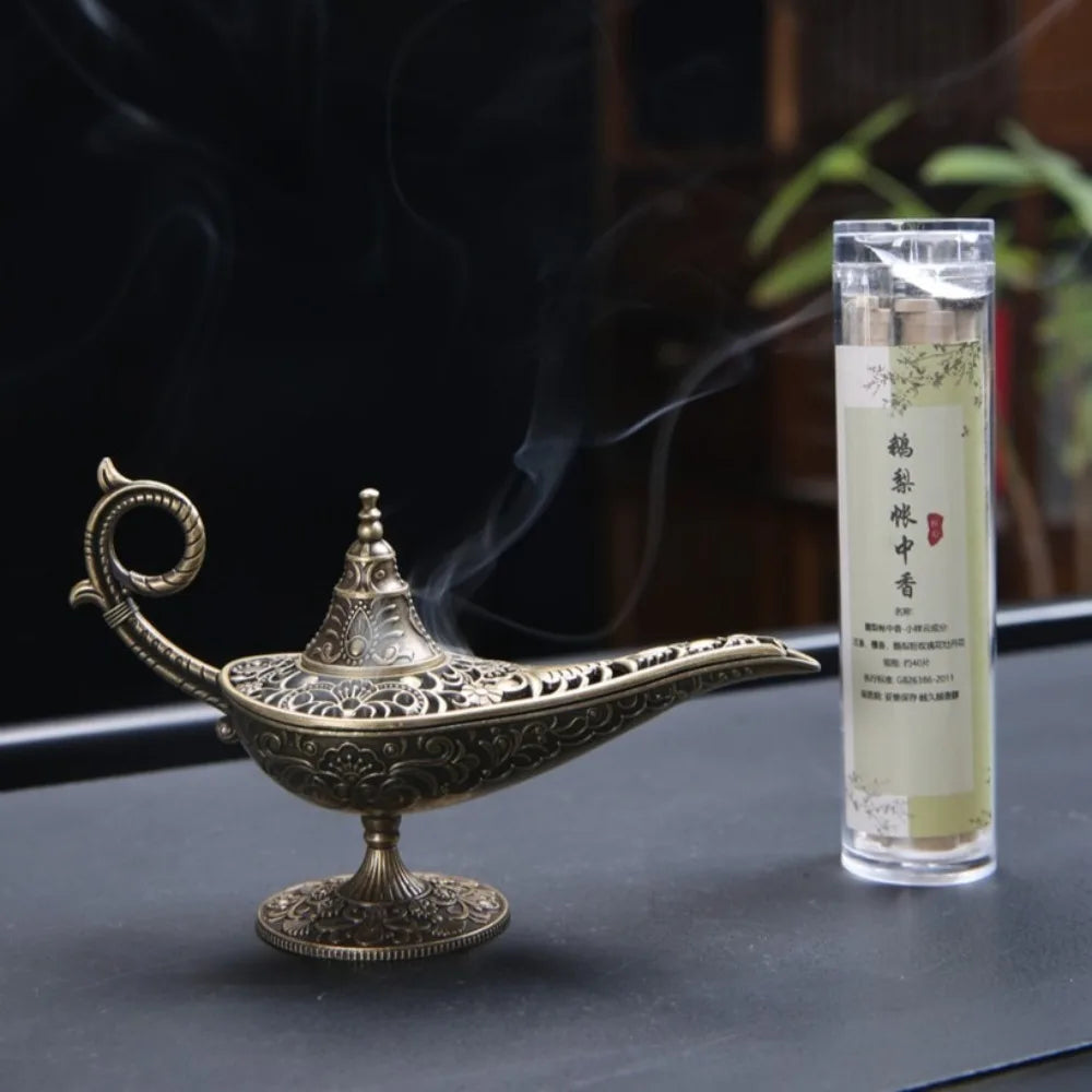 Antique Metal Incense Burner — Aladdin Lamp Style | Ritual Home Decor | Your Ritual Hub