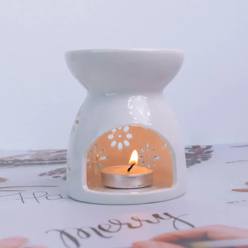 Ceramic Cutout Aroma Burner & Wax Melter with Spoon