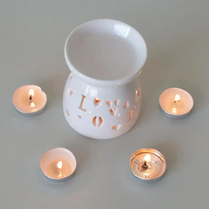 Ceramic Cutout Aroma Burner & Wax Melter with Spoon