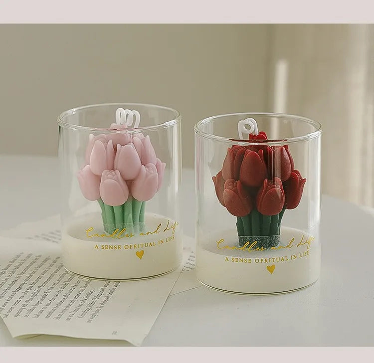Handmade Tulip Bouquet Candle Scented Candle Aromatherapy Soy Wax Candle - Your Ritual Hub 