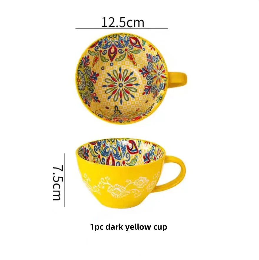 Bohemian Morning Tea Mug, 13.5 oz Ceramic Coffee Mugs - Your Ritual Hub 