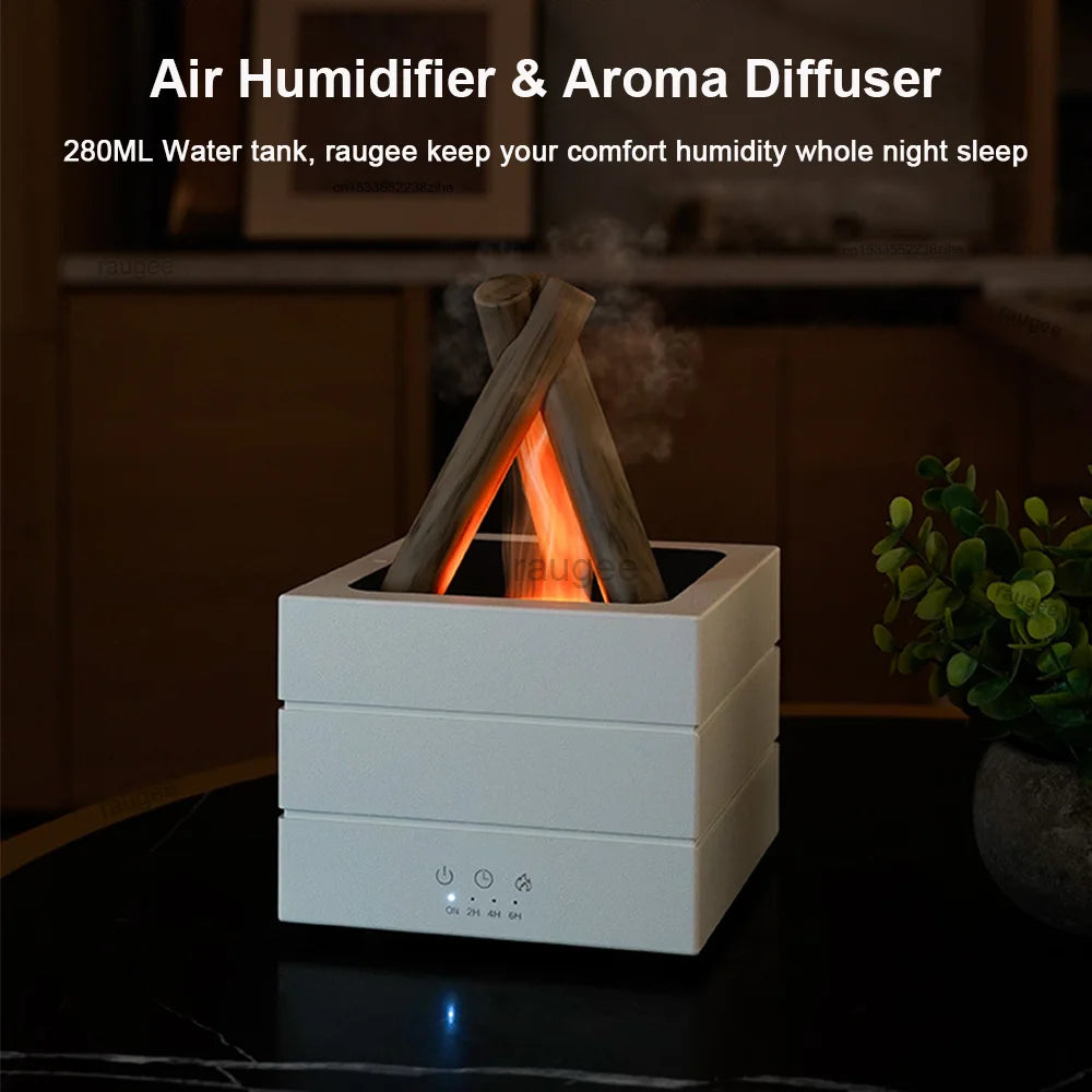 Aroma Humidifier Bonfire Flame Essential Oils Diffuser with Remote Control and Lights