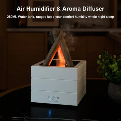 Aroma Humidifier Bonfire Flame Essential Oils Diffuser with Remote Control and Lights