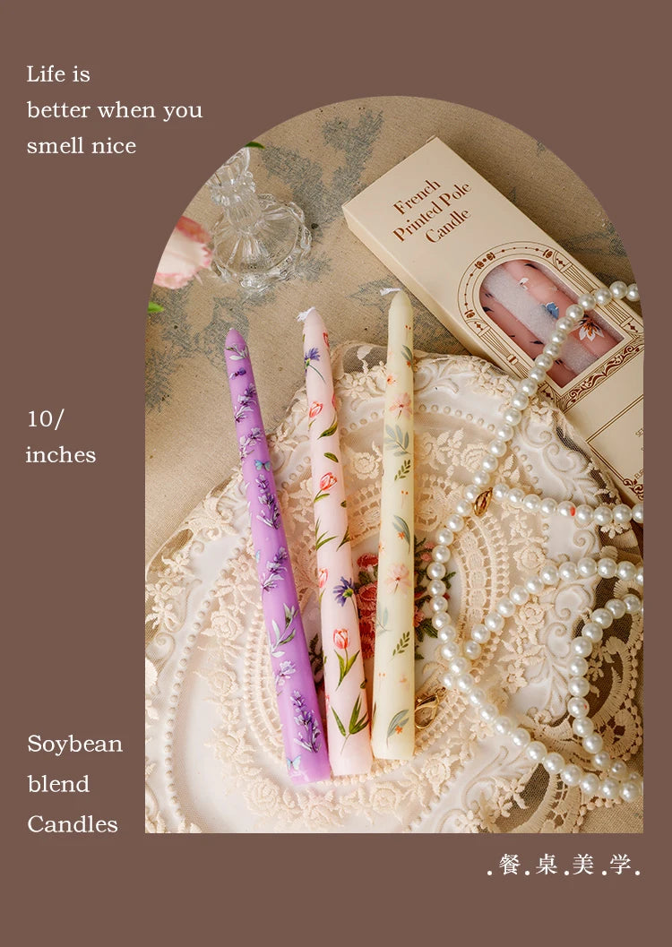 European Printed Long Taper Candles — Smokeless
