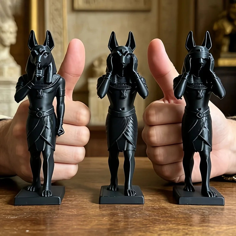 Three Wise Anubis Statue Set – Gothic Egyptian Decor