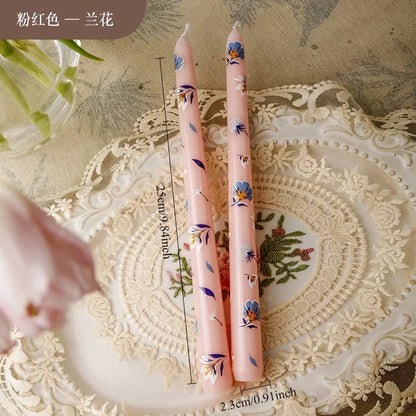 European Printed Long Taper Candles — Smokeless