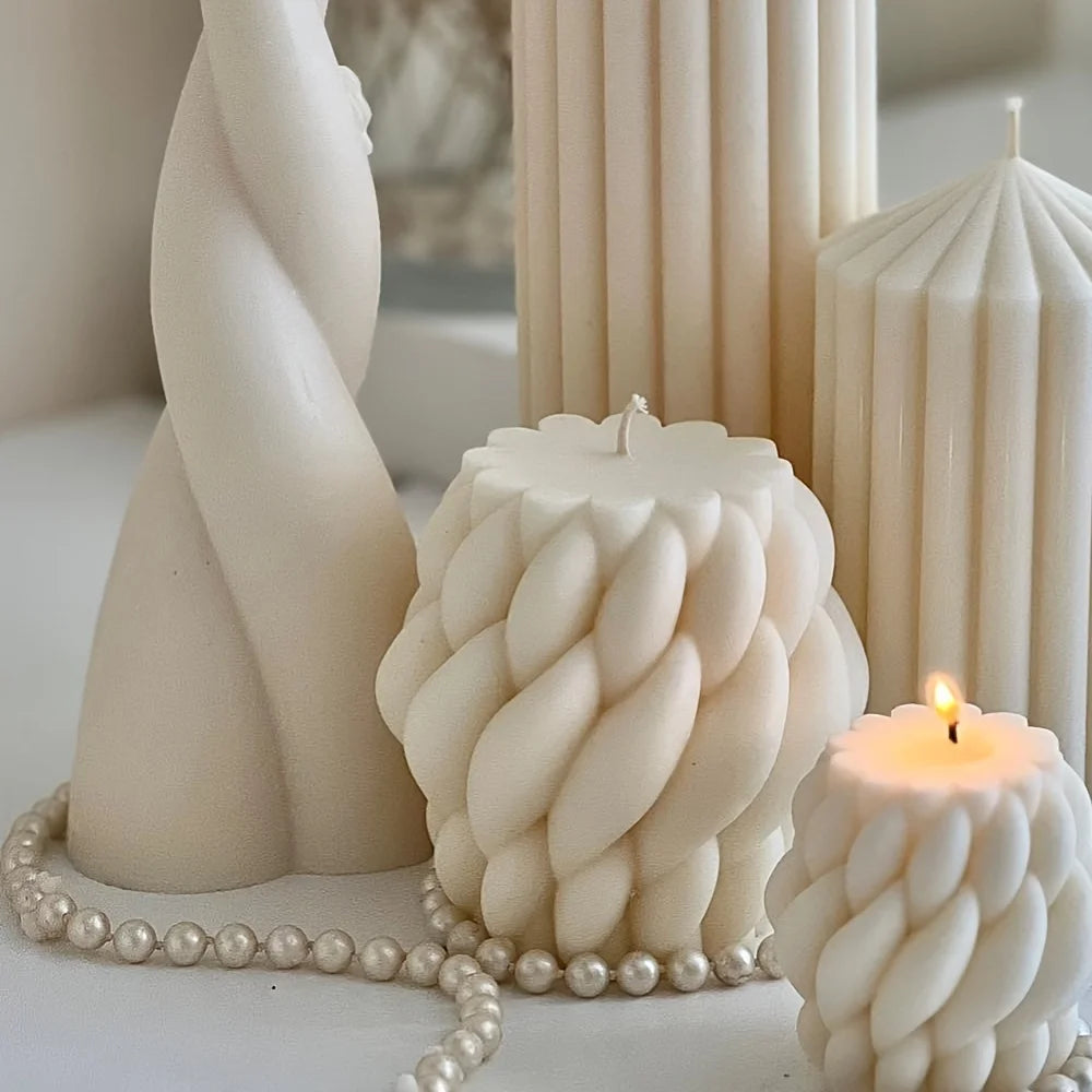 1pc Geometric Wave Twisted Candle Molds Abstract Art Decoration Wave Striped Columns Modern Candles Aroma Wax Silicone Molds - Your Ritual Hub 