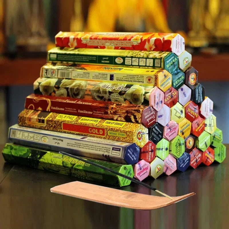 9 Boxes Incense Stick with Incense Plate Authentic Indian Incense Premium Multiple Flavors Mixed Package Random Surprise Hotsale - Your Ritual Hub 