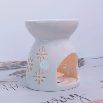 Ceramic Cutout Aroma Burner & Wax Melter with Spoon