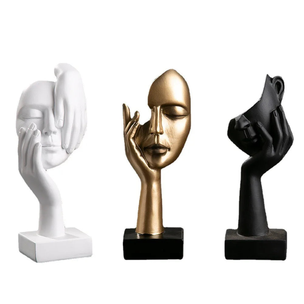 Abstract Resin Face Sculpture – Nordic Minimalist Desktop Art Statue