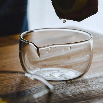 Double-Layer Glass Matcha Bowl with Spout — 350/600ml