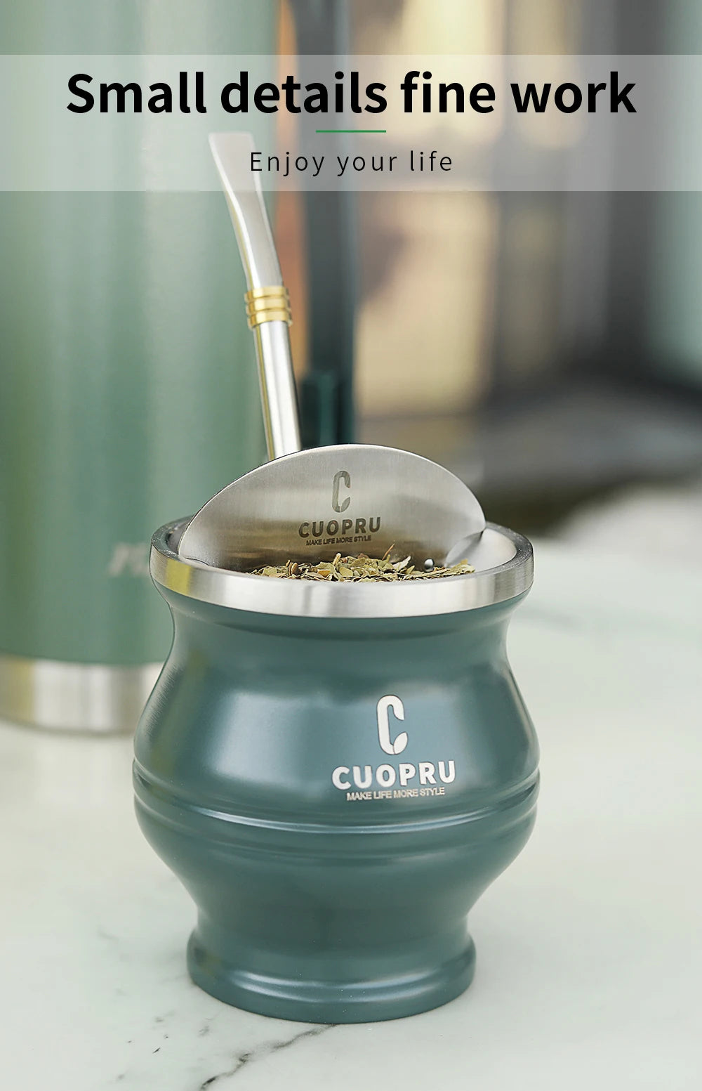 Yerba Mate Gourd Set — Double-Wall Steel Cup & Bombilla