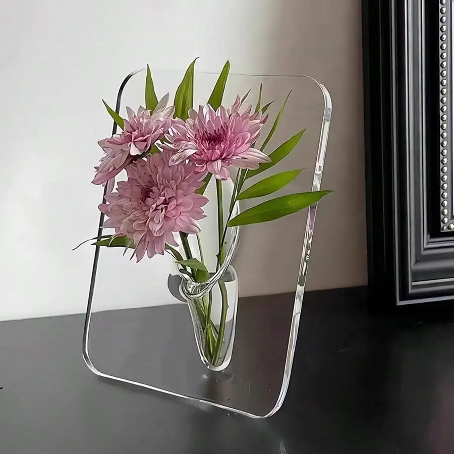 Clear Acrylic Sculptural Vase — Botanical Frame & Butterfly Designs