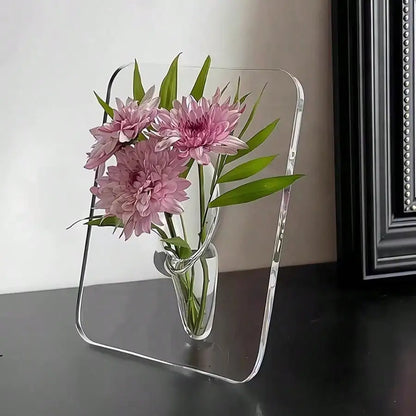 Clear Acrylic Sculptural Vase — Botanical Frame & Butterfly Designs