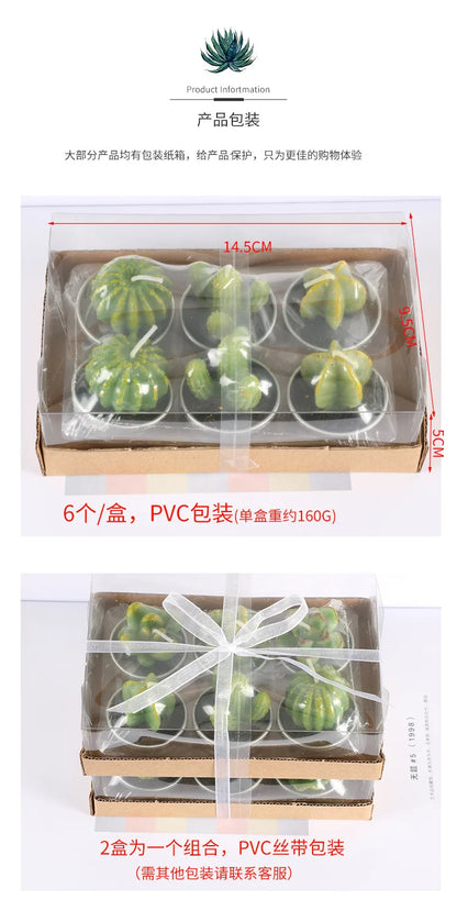 12pcs Mini Cactus Candles Succulent Greenery Candles Flameless
