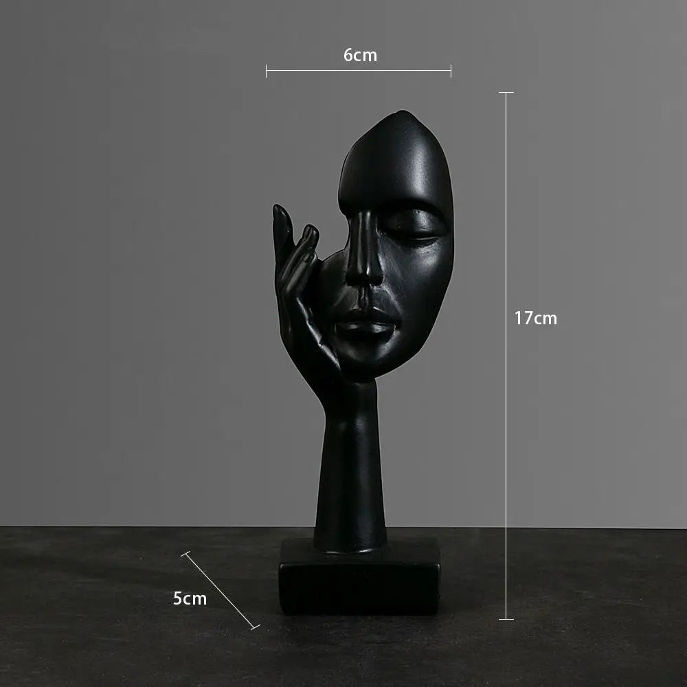 Abstract Resin Face Sculpture – Nordic Minimalist Desktop Art Statue