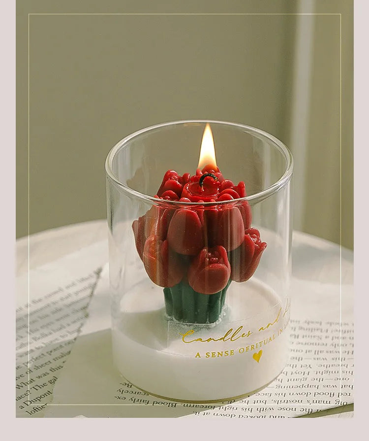 Handmade Tulip Bouquet Candle Scented Candle Aromatherapy Soy Wax Candle - Your Ritual Hub 