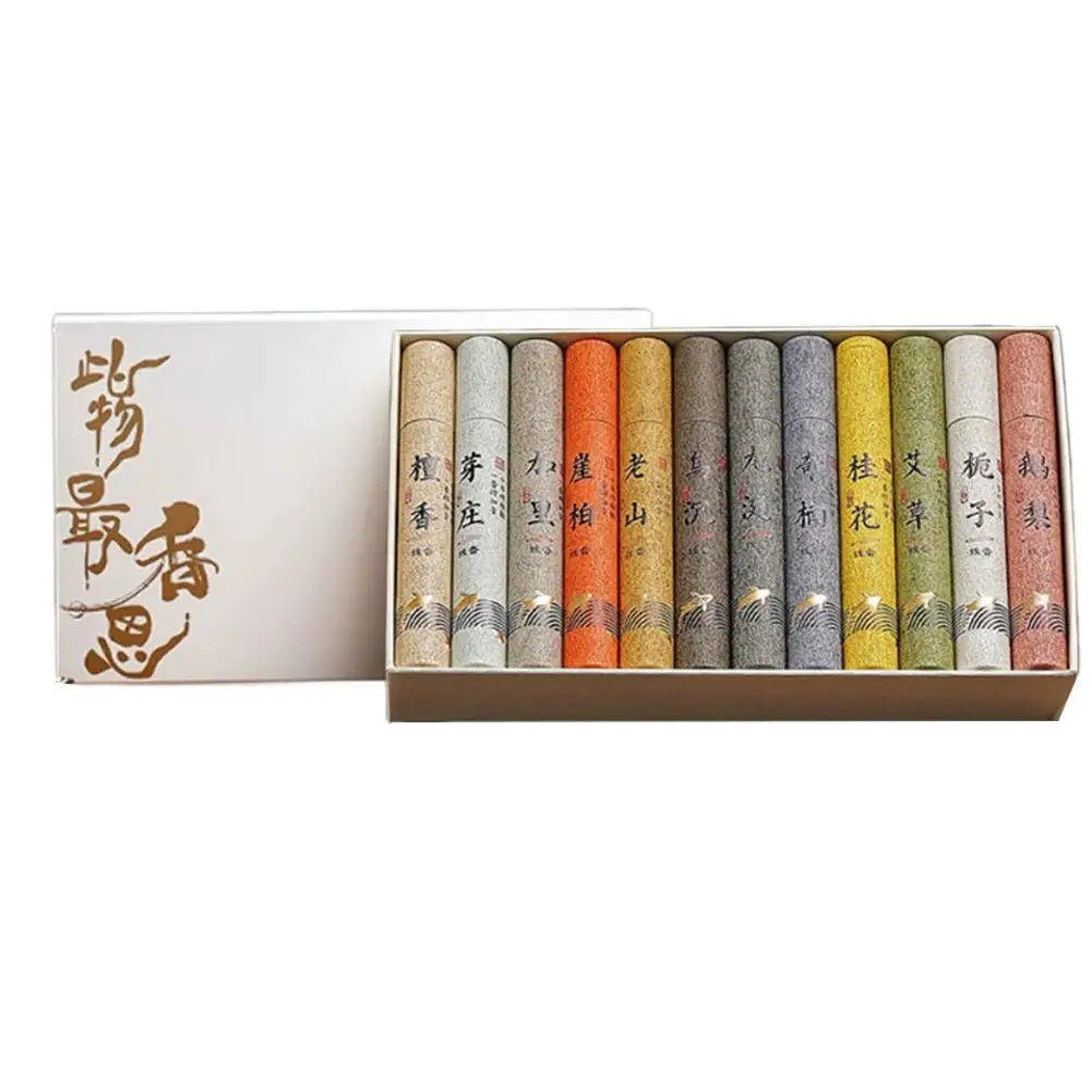 Chinese 12 kinds of scented Incense Stick Gift Box Set natural linear Aromatherapy - Your Ritual Hub 
