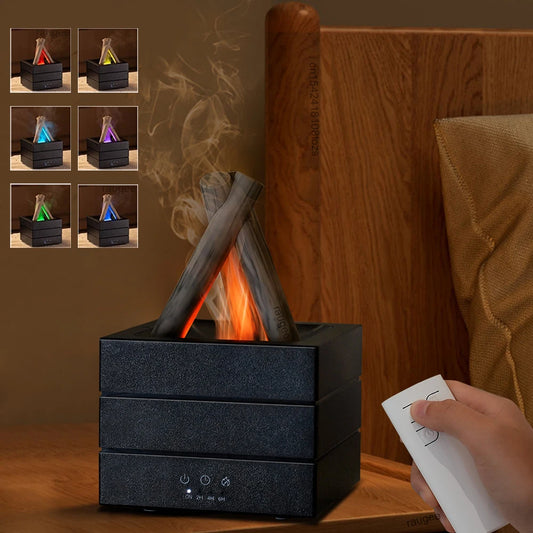 Aroma Humidifier Bonfire Flame Essential Oils Diffuser with Remote Control and Lights