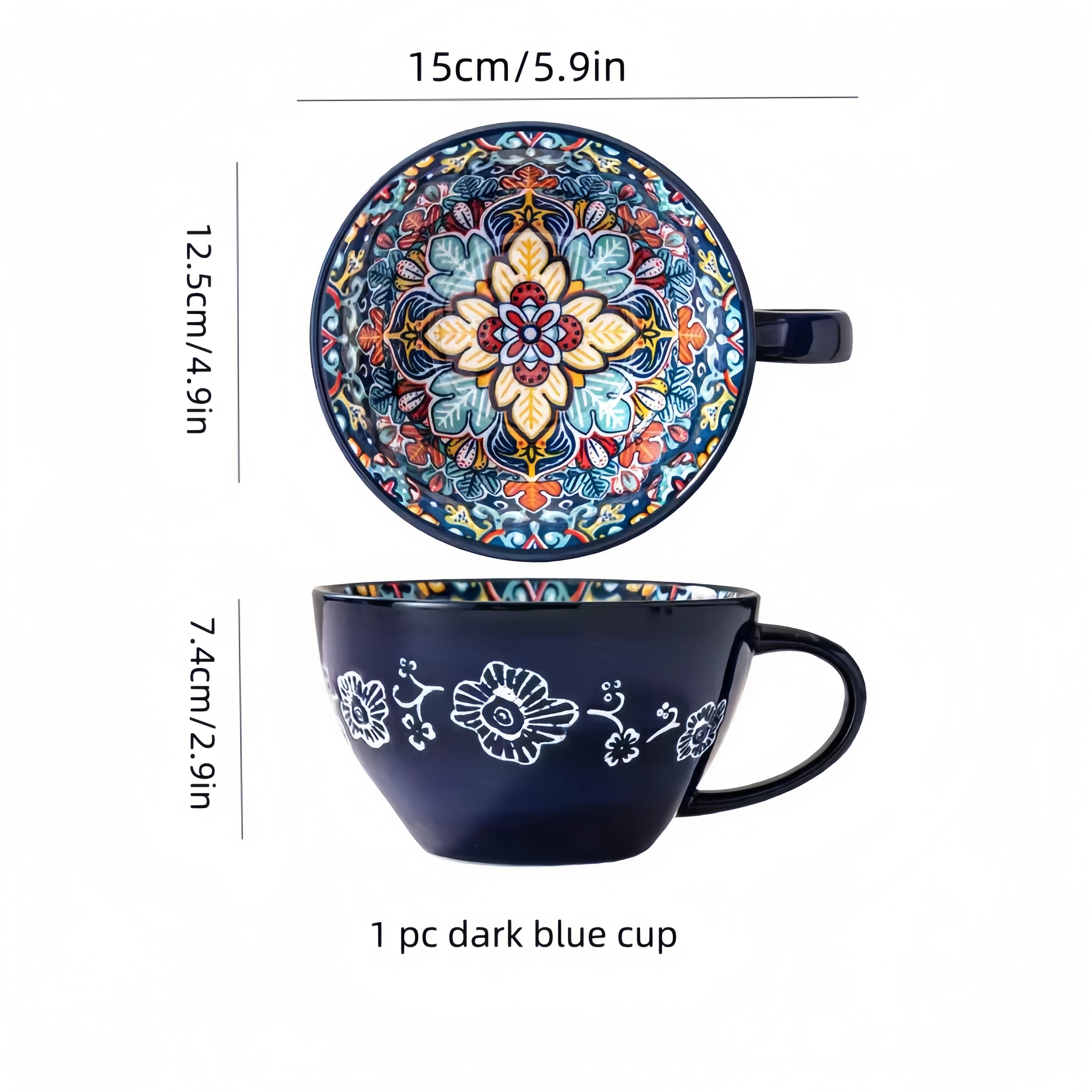 Bohemian Morning Tea Mug, 13.5 oz Ceramic Coffee Mugs - Your Ritual Hub 