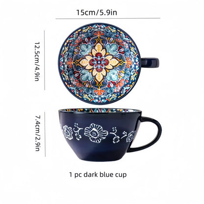 Bohemian Morning Tea Mug, 13.5 oz Ceramic Coffee Mugs