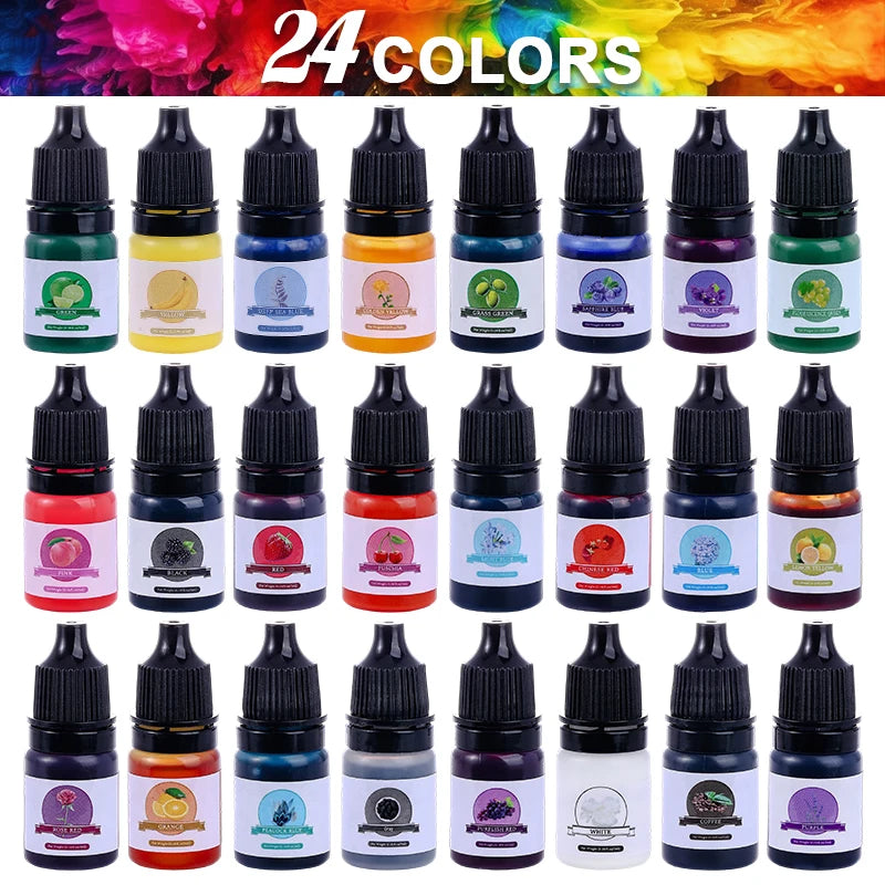 24-Color Resin Pigment Set for Epoxy Crafts