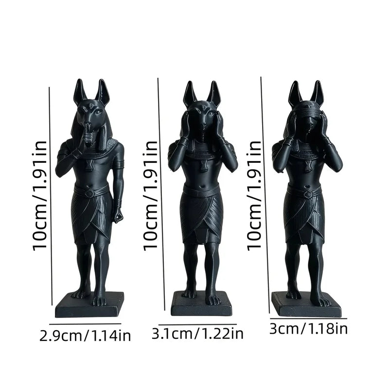 Three Wise Anubis Statue Set – Gothic Egyptian Decor
