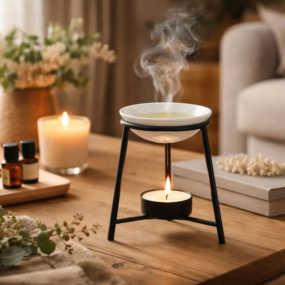 Ceramic Bowl Iron Base Essential Oil Burner - Your Ritual Hub 