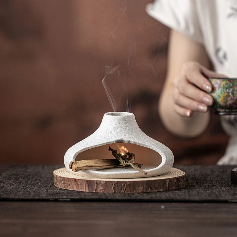 Small Chimney Fireplace Ceramic Aroma Diffuser Incense Burner Aroma Burner - Your Ritual Hub 