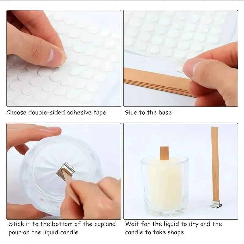 Natural Wooden Candle Wicks with Sustainers — DIY Supply