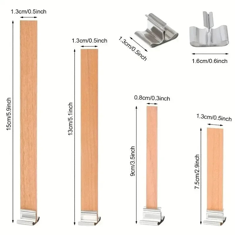 Natural Wooden Candle Wicks with Sustainers — DIY Supply