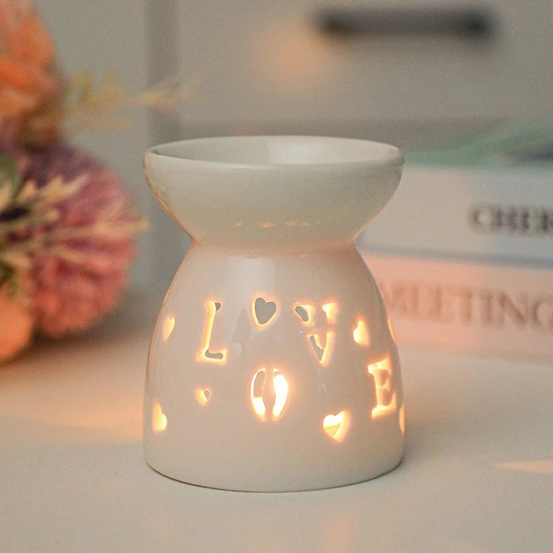 White Ceramic Hollow Aromatherapy Oil Burner