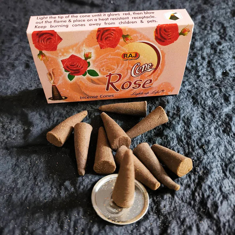 Handmade Indian Incense Frankincense Patchouli Tower Incense Cones with Metal Incense Base Buddhist Ornaments Home Fragrance - Your Ritual Hub 