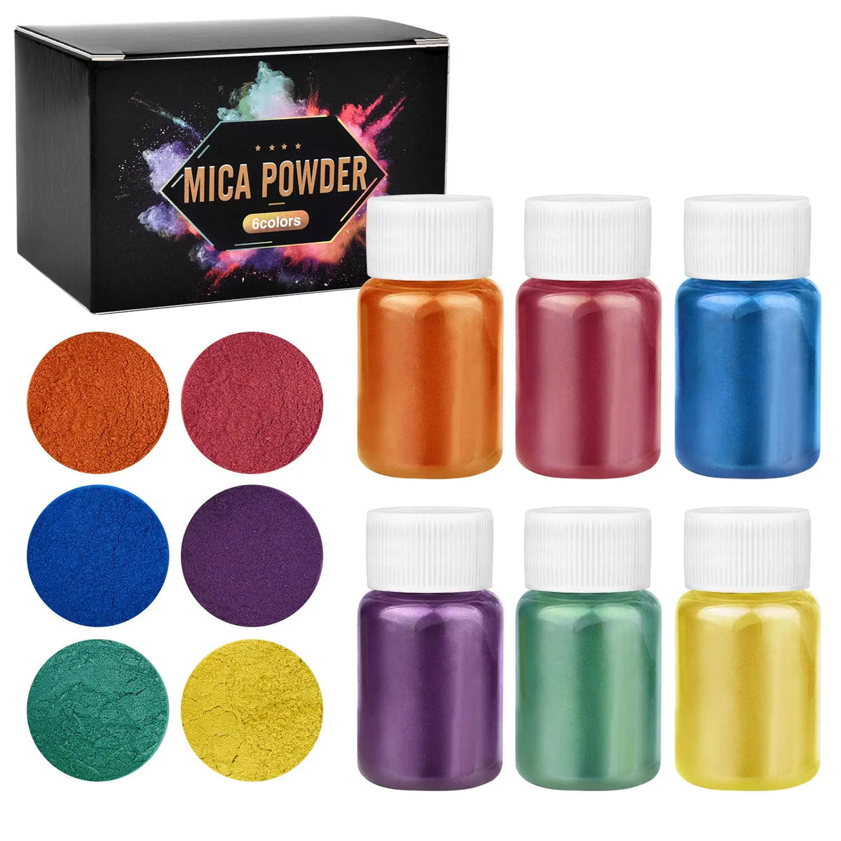 6-Colour Pearlescent Mica Powder Set for DIY Crafts