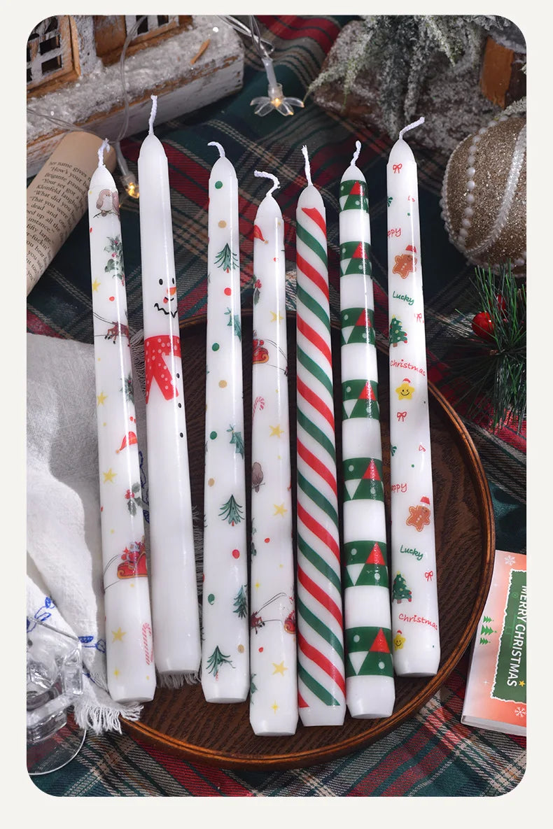 European Printed Long Taper Candles — Smokeless