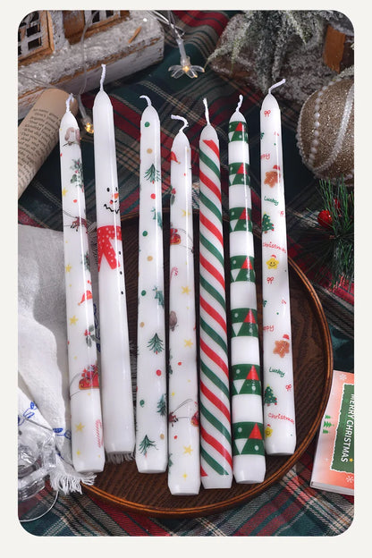 European Printed Long Taper Candles — Smokeless