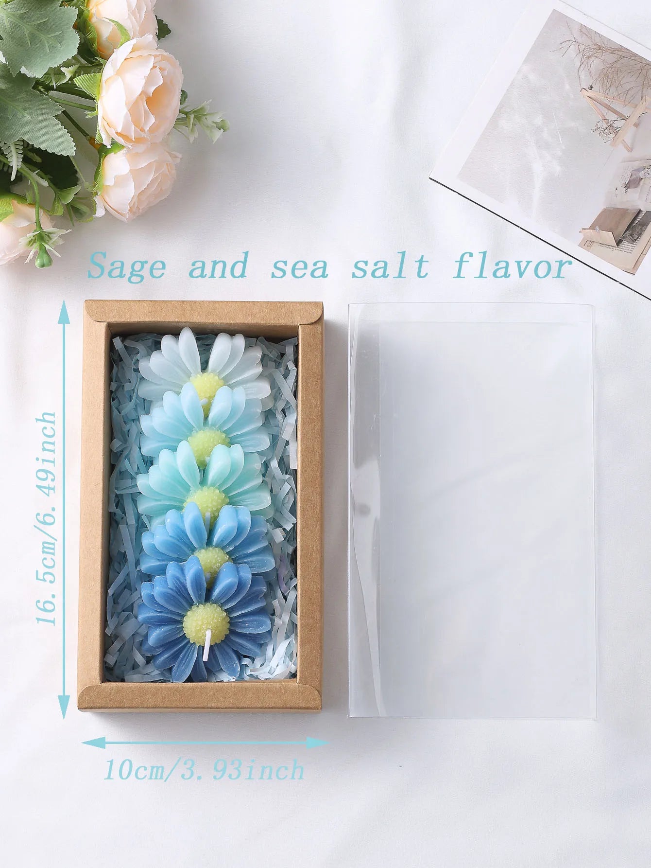 Gradient Macaron Daisy Soy Wax Candle Set