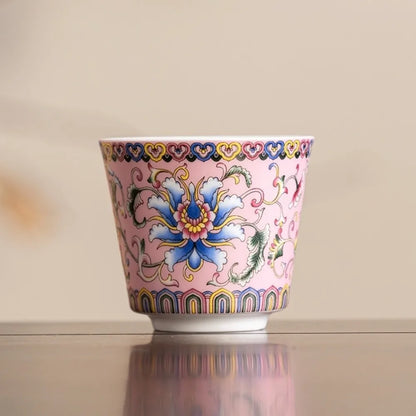 6pcs/set Kung Fu Tea Set Flower Tea Cup Chinese Style Vintage Ceramic